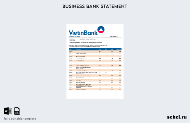 цифровая загрузка выписки по фирменному счету Vietin Bank Шаблон в формате Word 